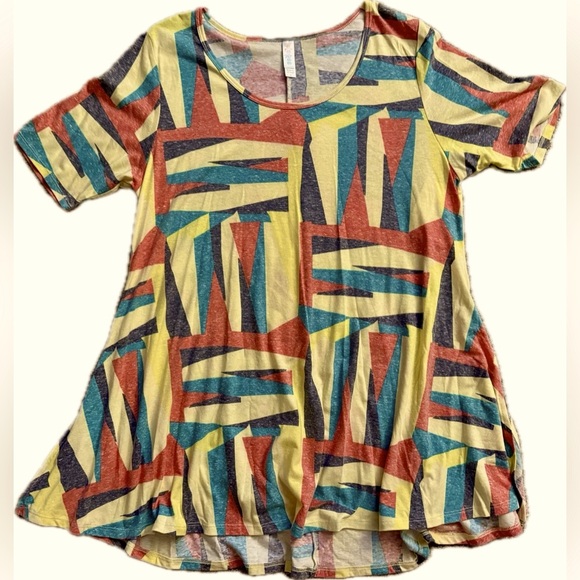 LuLaRoe Multicolor Abstract Short Sleeve Perfect T Top - Picture 1 of 3